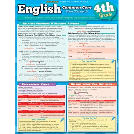 Barcharts English Common Core 4Th Grade Quickstudy Easel BA35936